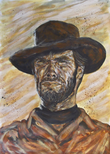 Peinture intitulée "Clint Eastwood" par Frederic Dupain, Œuvre d'art originale