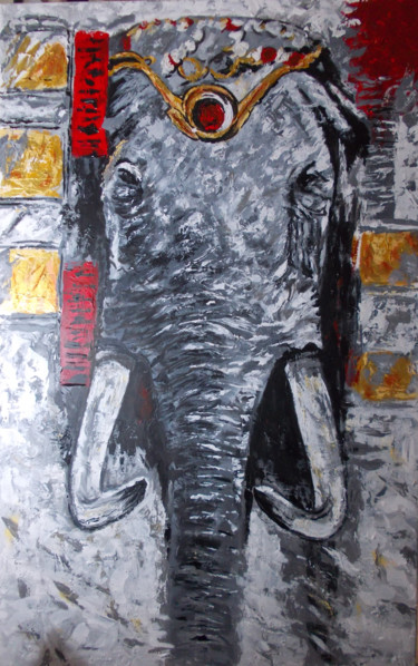 Peinture intitulée "elephant" par Frederic Dupain, Œuvre d'art originale, Autre