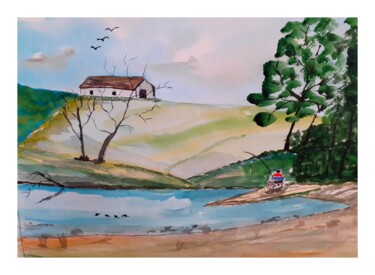 Painting titled "st-martin" by Dupicard, Original Artwork, Watercolor