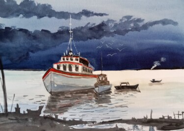 Painting titled "Le Bayona" by Dupicard, Original Artwork, Watercolor
