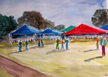 Painting titled "Vide grenier champê…" by Dupicard, Original Artwork, Watercolor