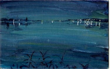 Peinture intitulée "Reflets nocturnes" par Denis Dupon, Œuvre d'art originale, Huile