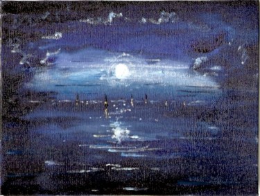 Peinture intitulée "Régate nocturne n°2" par Denis Dupon, Œuvre d'art originale, Huile