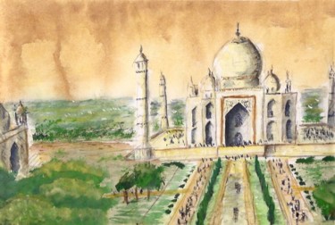 Peinture intitulée "Le Taj-Mahal" par Denis Dupon, Œuvre d'art originale, Huile