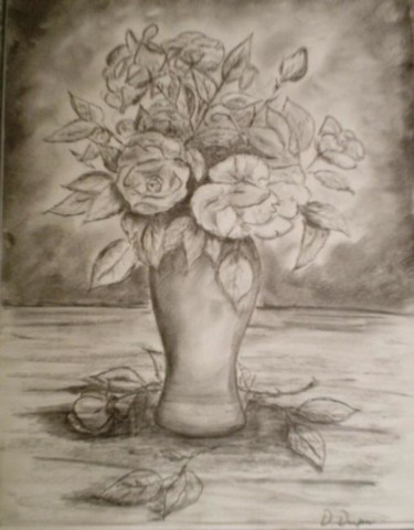 Dessin intitulée "Roses" par Denis Dupon, Œuvre d'art originale, Autre