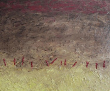 Pintura intitulada "Champs rouges.jpg" por Morgann Dupre, Obras de arte originais, Óleo
