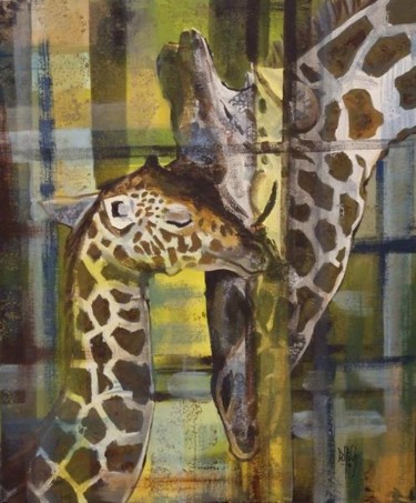 Peinture intitulée "Girafeau" par Gérard Dupuch, Œuvre d'art originale, Huile