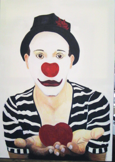 Painting titled "CLOWN BLANC" by Gaetan Dupuis, Original Artwork, Acrylic