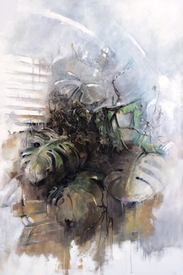 Peinture intitulée "dans la serre 1" par Alain Durand, Œuvre d'art originale, Acrylique
