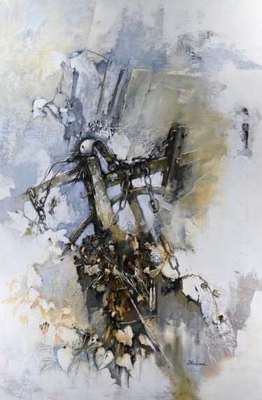 Painting titled "la machine oubliée" by Alain Durand, Original Artwork, Acrylic