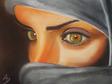Painting titled "Shayma" by Andre Durier, Original Artwork, Pastel Mounted on Cardboard