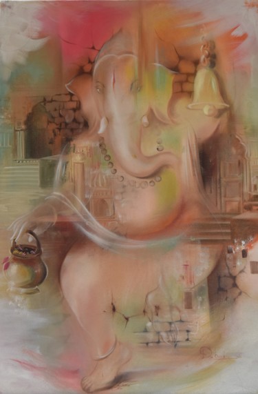 Painting titled "Ganesha Avaneesh" by Durshit Bhaskar, Original Artwork, Oil