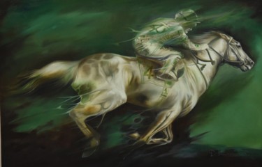 Painting titled "Horse Derby" by Durshit Bhaskar, Original Artwork, Oil