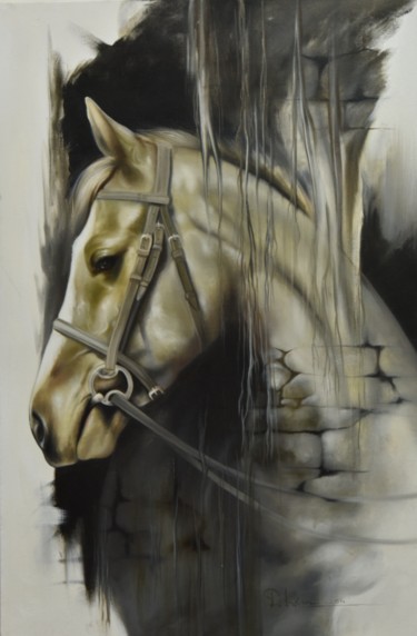 Schilderij getiteld "Horse Stallion" door Durshit Bhaskar, Origineel Kunstwerk, Olie