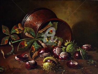 Painting titled "chestnuts" by Dusan Vukovic, Original Artwork, Oil