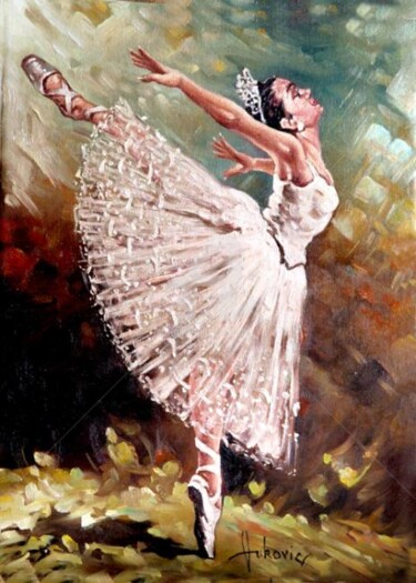 Painting titled "ballerina - IV" by Dusan Vukovic, Original Artwork, Oil