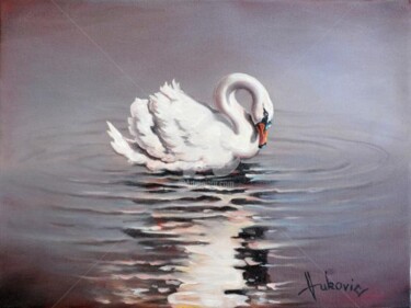 Painting titled "swan" by Dusan Vukovic, Original Artwork, Oil
