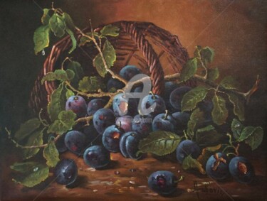 Painting titled "plums" by Dusan Vukovic, Original Artwork, Oil