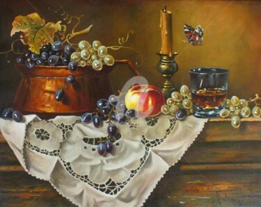 Painting titled "Small candlestick" by Dusan Vukovic, Original Artwork, Oil