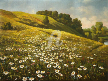 Painting titled "Daisies" by Dusan Vukovic, Original Artwork