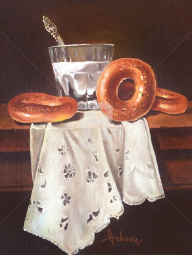 Pintura intitulada "breakfast" por Dusan Vukovic, Obras de arte originais, Óleo