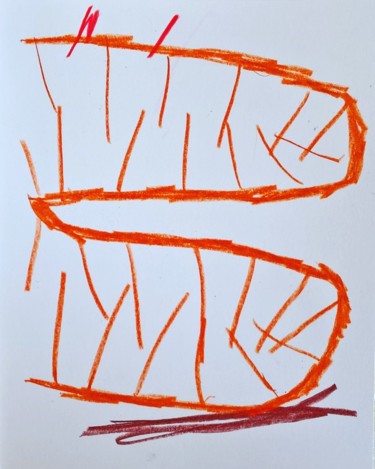 Dessin intitulée "orange stress" par Dusan Stosic, Œuvre d'art originale, Pastel