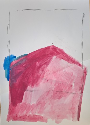 Рисунок под названием "pink turns square" - Dusan Stosic, Подлинное произведение искусства, Карандаш