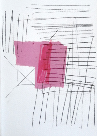 Zeichnungen mit dem Titel "Pink square" von Dusan Stosic, Original-Kunstwerk, Bleistift