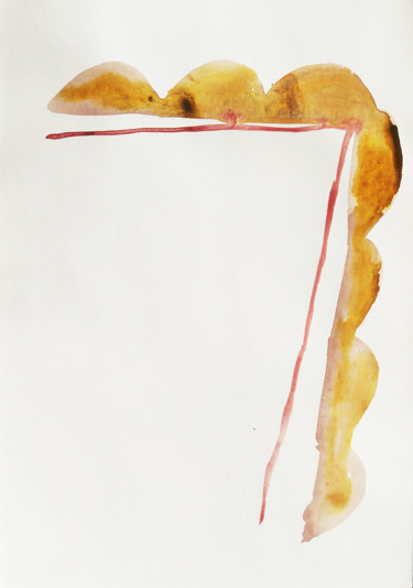 Dessin intitulée "Orange clouds" par Dusan Stosic, Œuvre d'art originale, Gouache