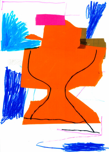 Κολάζ με τίτλο "Orange space for us" από Dusan Stosic, Αυθεντικά έργα τέχνης, Κολάζ