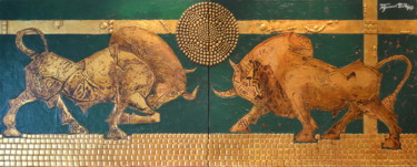 Malerei mit dem Titel "Bullfighting" von Angel, Original-Kunstwerk, Öl