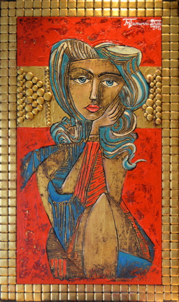 Schilderij getiteld ""Muse de Picasso"" door Angel, Origineel Kunstwerk, Olie