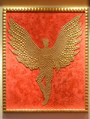 「Golden Angel」というタイトルの絵画 Angelによって, オリジナルのアートワーク, オイル