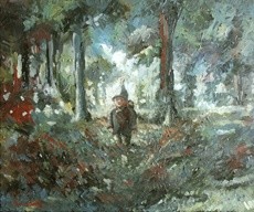 Peinture intitulée "dans les bois" par Geoffroy Dussart, Œuvre d'art originale