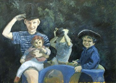 Peinture intitulée "photo de famille" par Geoffroy Dussart, Œuvre d'art originale
