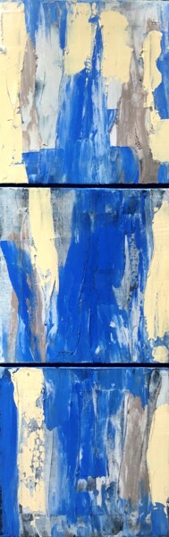 Schilderij getiteld "Abstract in Blue" door Dutch Montana, Origineel Kunstwerk, Olie