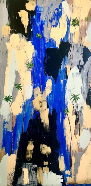 Картина под названием "California Waterfall" - Dutch Montana, Подлинное произведение искусства, Масло Установлен на Деревянн…