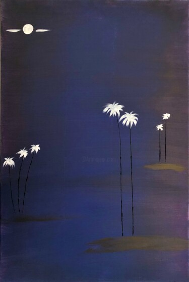 Painting titled "California Midnight…" by Dutch Montana, Original Artwork, Oil Mounted on Wood Stretcher frame