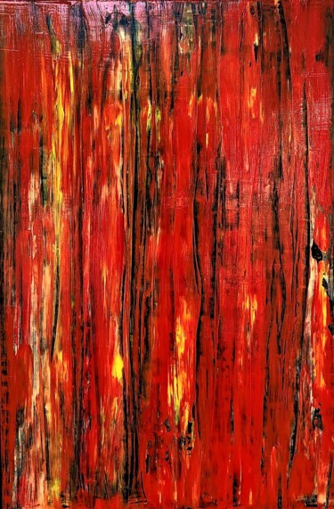 Painting titled "Inferno" by Dutch Montana, Original Artwork, Oil Mounted on Wood Stretcher frame