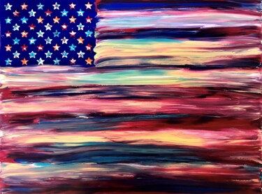 Painting titled "Patriot #2" by Dutch Montana, Original Artwork, Oil Mounted on Wood Stretcher frame