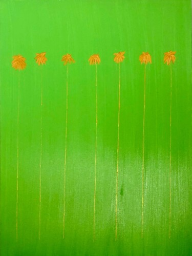 Картина под названием "Lucky 7 Palms #3" - Dutch Montana, Подлинное произведение искусства, Масло