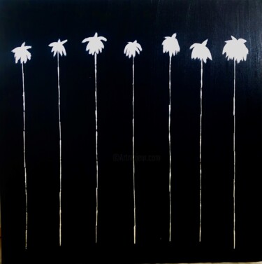 Painting titled "Lucky 7 Palms #6" by Dutch Montana, Original Artwork, Oil Mounted on Wood Stretcher frame