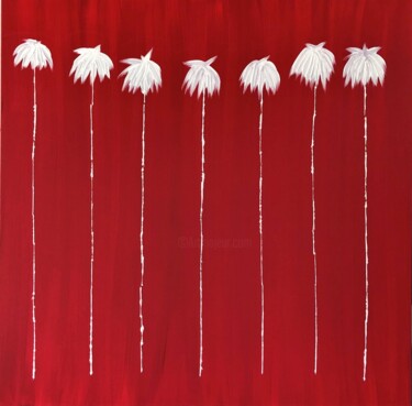 Painting titled "Lucky 7 Palms #12" by Dutch Montana, Original Artwork, Oil Mounted on Cardboard