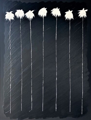 Ζωγραφική με τίτλο "Lucky 7 Palms #16" από Dutch Montana, Αυθεντικά έργα τέχνης, Λάδι Τοποθετήθηκε στο Ξύλινο φορείο σκελετό