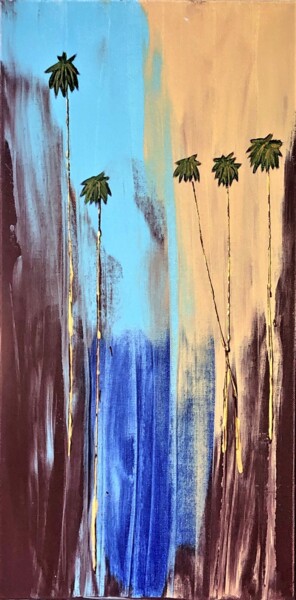 Schilderij getiteld "Laguna Beach Canyon…" door Dutch Montana, Origineel Kunstwerk, Olie Gemonteerd op Frame voor houten bra…