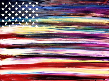 Painting titled "Freedom 3" by Dutch Montana, Original Artwork, Oil Mounted on Wood Stretcher frame
