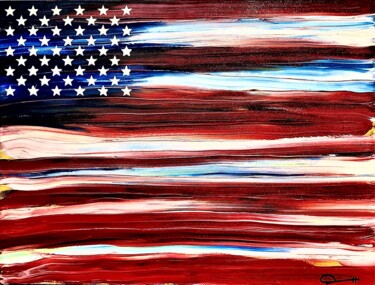 Painting titled "Patriot #4" by Dutch Montana, Original Artwork, Oil Mounted on Wood Stretcher frame