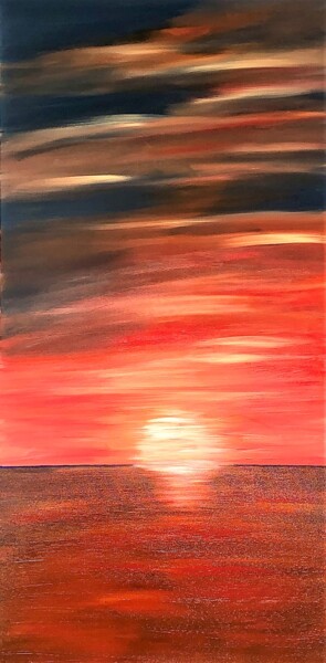 Картина под названием "Winter Sunset" - Dutch Montana, Подлинное произведение искусства, Масло Установлен на Деревянная рама…