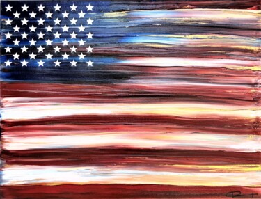 Painting titled "Liberty #2" by Dutch Montana, Original Artwork, Oil Mounted on Wood Stretcher frame