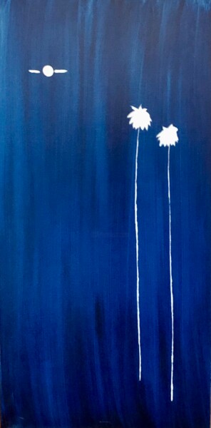 Peinture intitulée "Midnight Palms #7" par Dutch Montana, Œuvre d'art originale, Huile Monté sur Châssis en bois